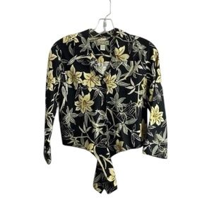 TOMMY BAHAMA Women’s Floral Cropped Front Tie Button Up Shirt Size Small